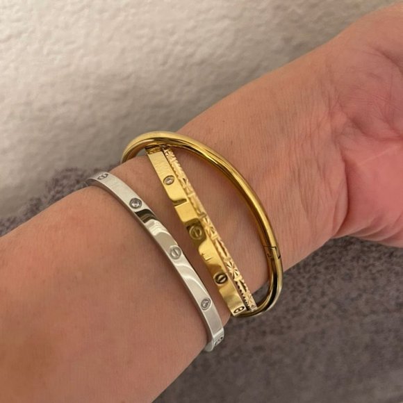 Gold Filled & Stainless Steel Bangle Size 18 4mm - Picture 8 of 13
